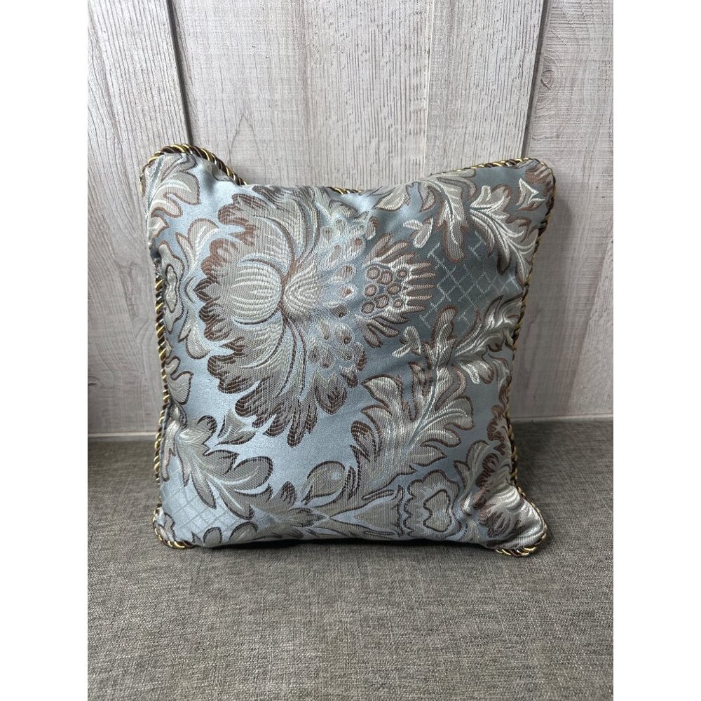 Decorative Pillow Set Jacquard Tapestry Fabric Corded Trim 2 Square and Bolster - Picture 5 of 8